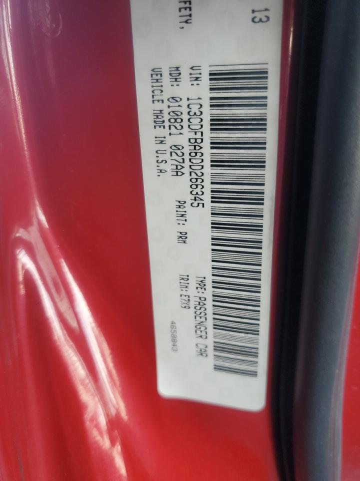 2013 Dodge Dart Sxt VIN: 1C3CDFBA6DD266345 Lot: 84751025