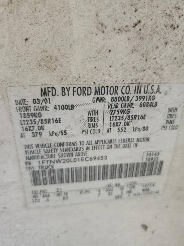 2001 Ford F250 Super Duty VIN: 1FTNW20L01EC69453 Lot: 81132045