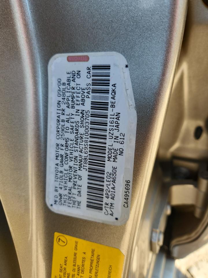 2001 Lexus Gs 430 VIN: JT8BL69S810003705 Lot: 70265735