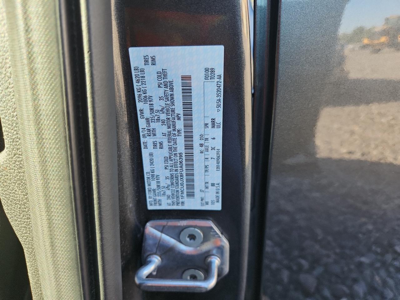 2015 Ford Escape Titanium VIN: 1FMCU0JX8FUA06395 Lot: 81862105