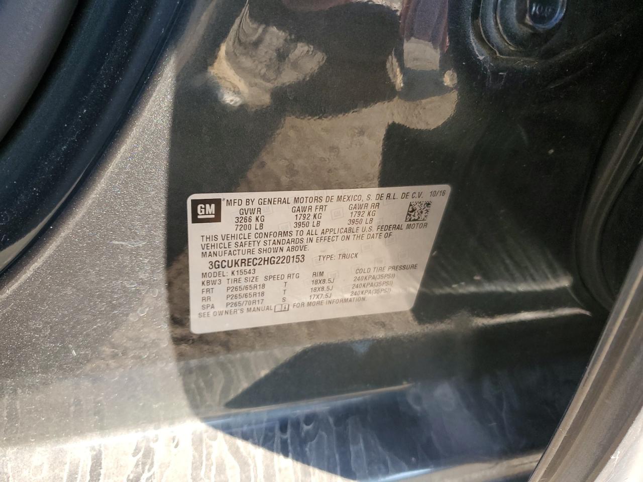 2017 Chevrolet Silverado K1500 Lt VIN: 3GCUKREC2HG220153 Lot: 80785535