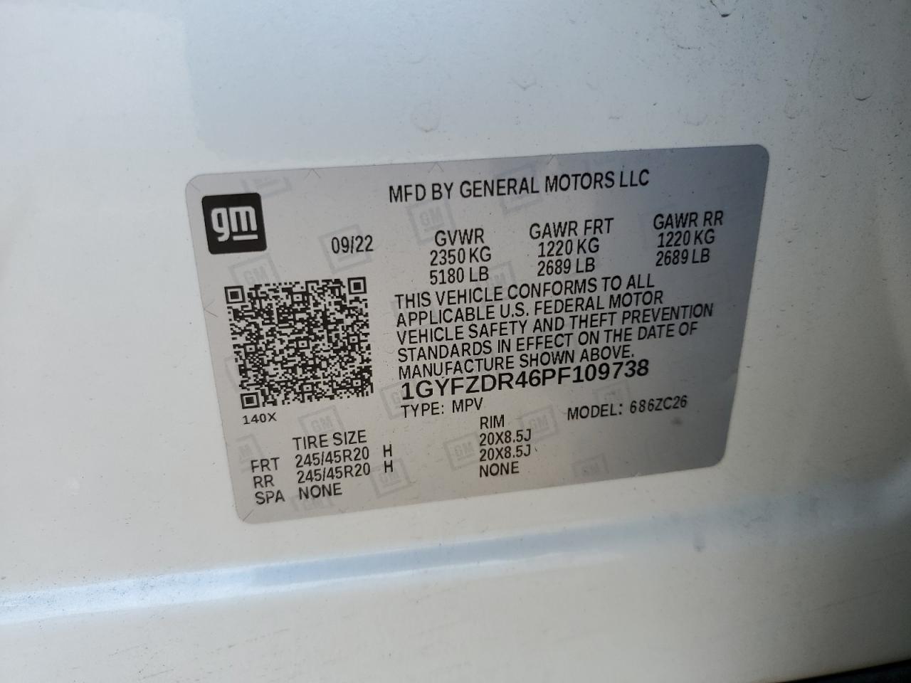 2023 Cadillac Xt4 Premium Luxury VIN: 1GYFZDR46PF109738 Lot: 80389465