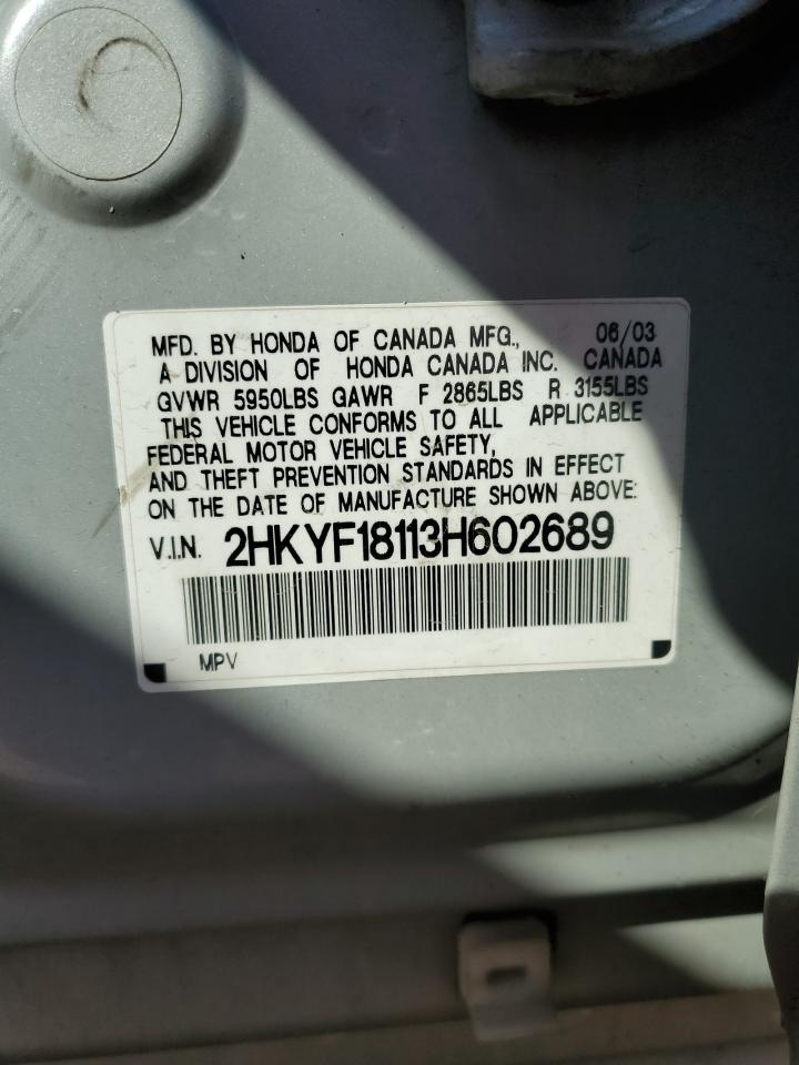 2003 Honda Pilot Lx VIN: 2HKYF18113H602689 Lot: 71029155