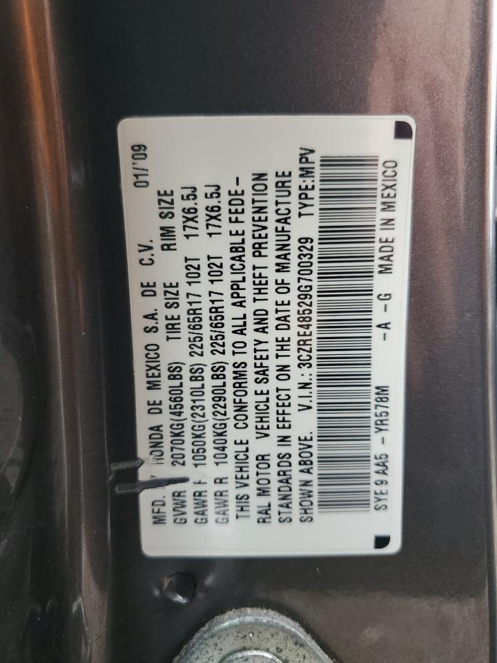 2009 Honda Cr-V Ex VIN: 3CZRE48529G700329 Lot: 71406565