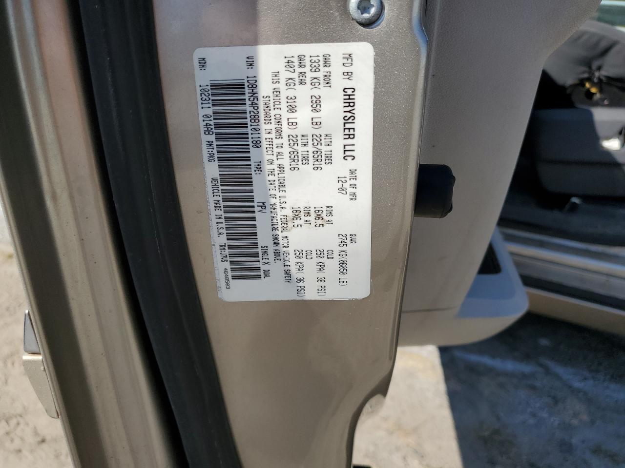 2008 Dodge Grand Caravan Sxt VIN: 1D8HN54P28B101180 Lot: 81223825