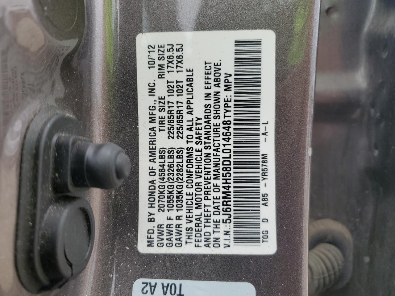 2013 Honda Cr-V Ex VIN: 5J6RM4H58DL014648 Lot: 70901825