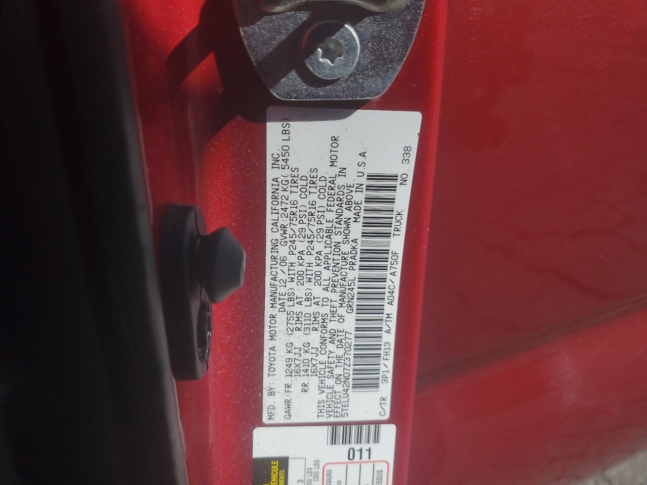 2007 Toyota Tacoma Double Cab VIN: 5TELU42N07Z370277 Lot: 81513935