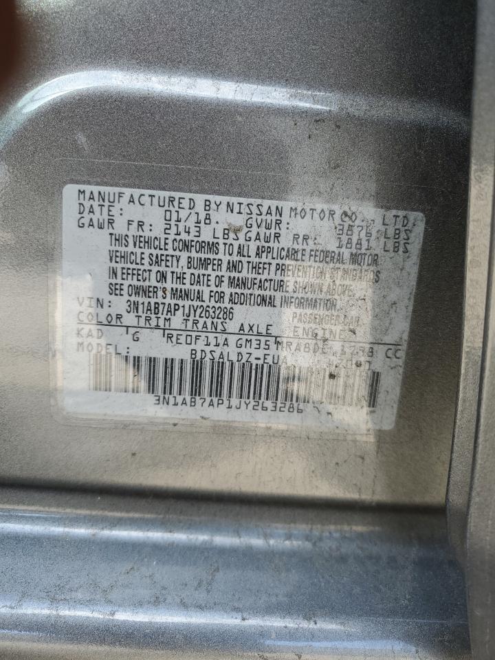 2018 Nissan Sentra S VIN: 3N1AB7AP1JY263286 Lot: 81556875