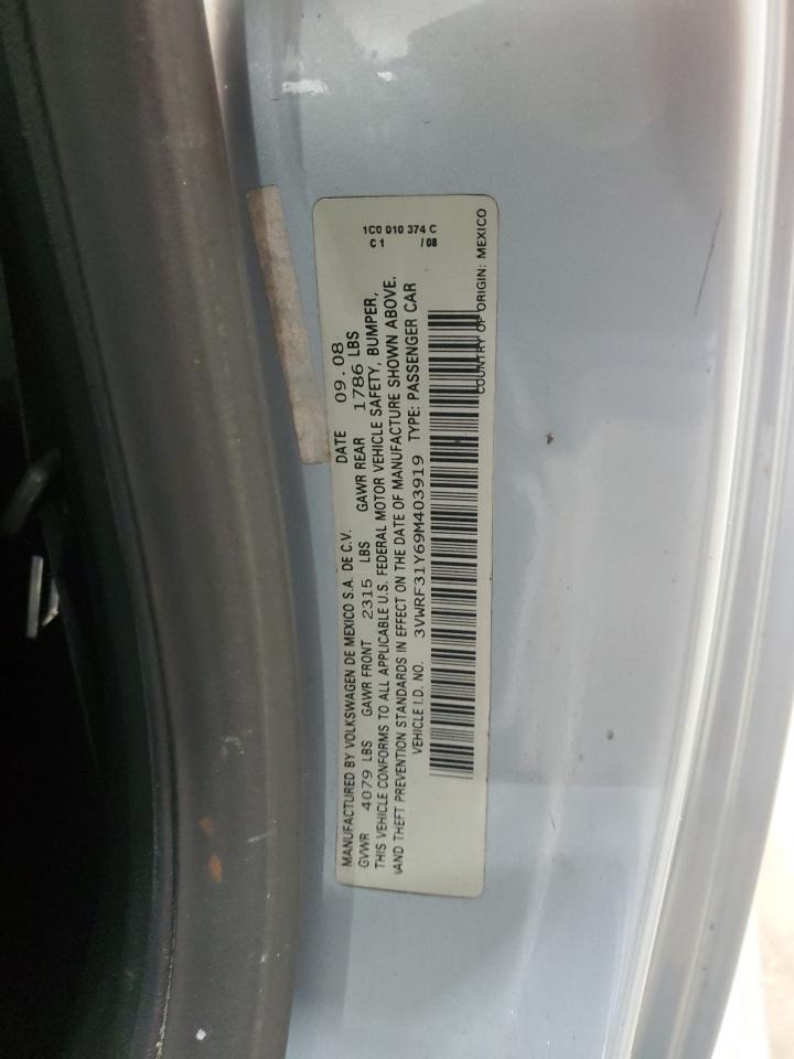 2009 Volkswagen New Beetle S VIN: 3VWRF31Y69M403919 Lot: 80633965