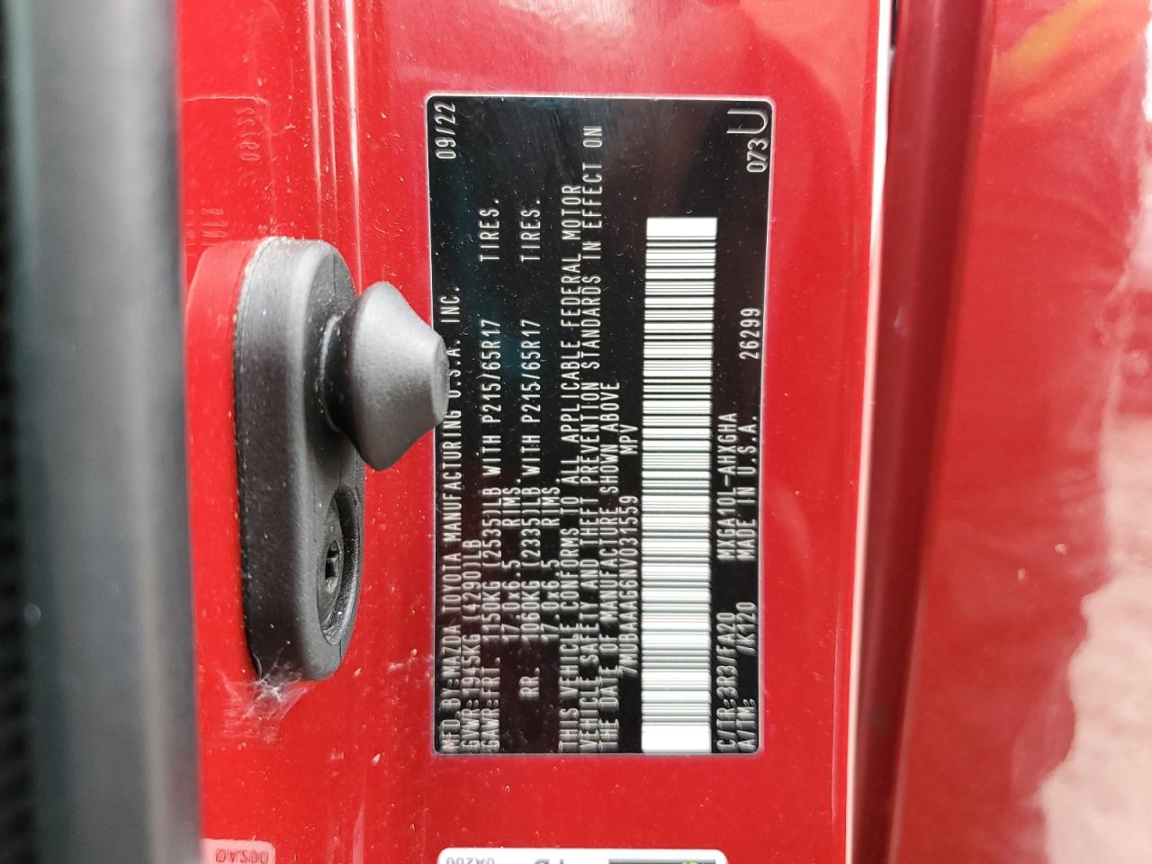 2022 Toyota Corolla Cross Le VIN: 7MUBAAAG6NV031559 Lot: 80125765