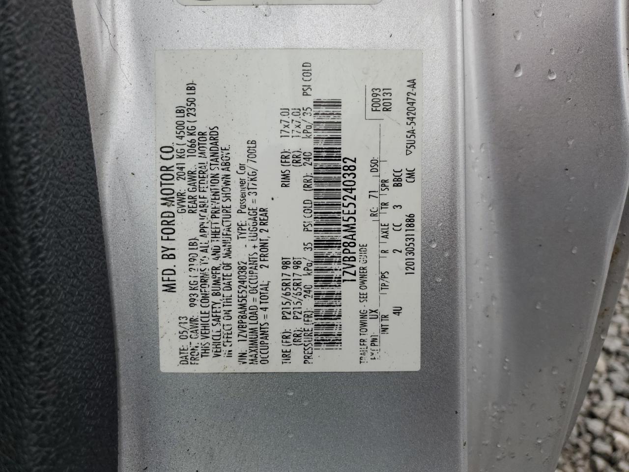 2014 Ford Mustang VIN: 1ZVBP8AM5E5240382 Lot: 81795725