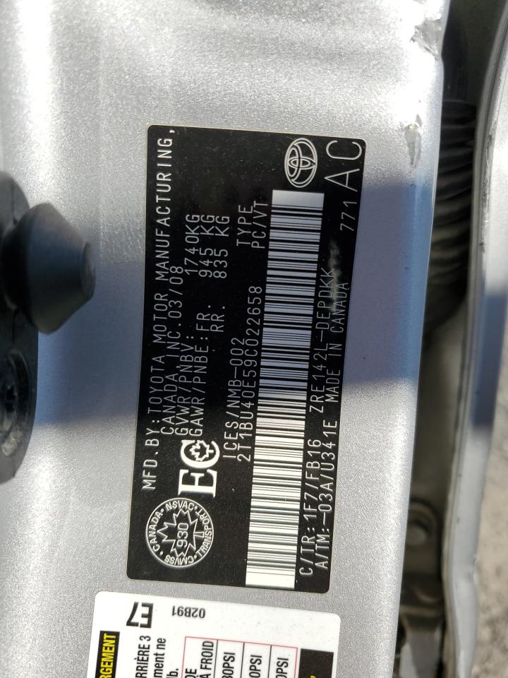 2009 Toyota Corolla Base VIN: 2T1BU40E59C022658 Lot: 84635365