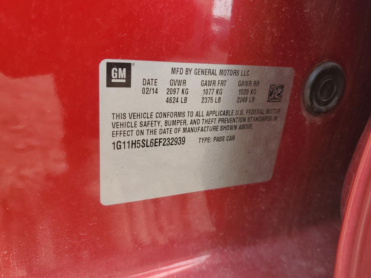 2014 Chevrolet Malibu Ltz VIN: 1G11H5SL6EF232939 Lot: 80747315