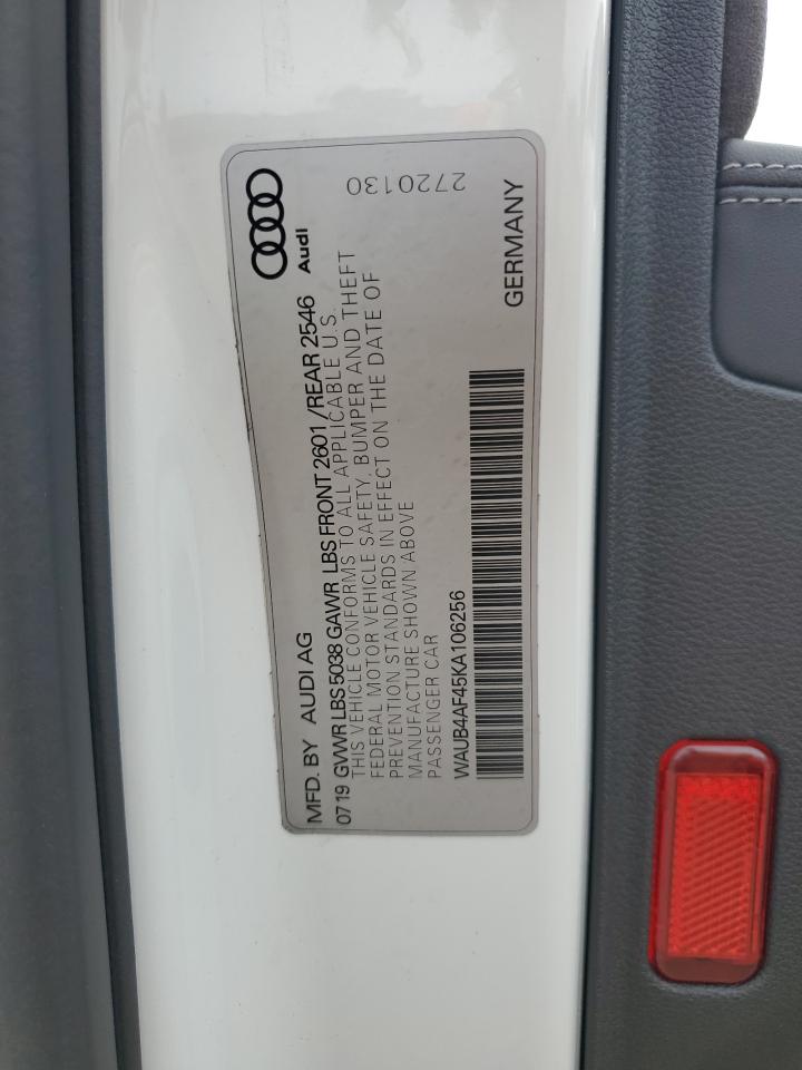 2019 Audi S4 Premium Plus VIN: WAUB4AF45KA106256 Lot: 81904755