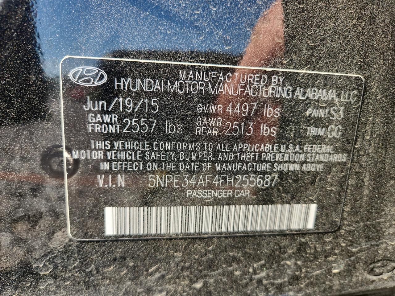 2015 Hyundai Sonata Sport VIN: 5NPE34AF4FH255687 Lot: 80750845