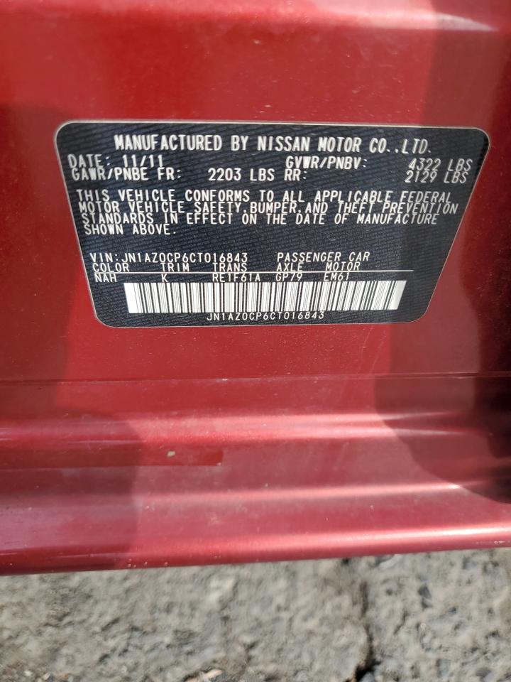 2012 Nissan Leaf Sv VIN: JN1AZ0CP6CT016843 Lot: 81928495