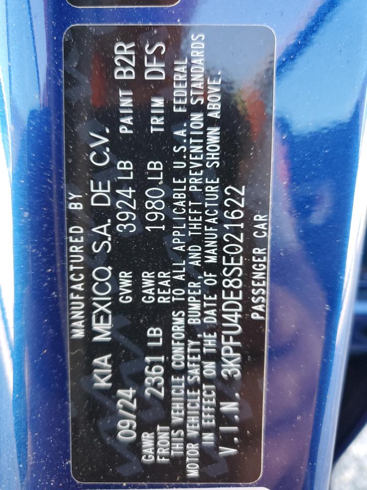 2025 Kia K4 Ex VIN: 3KPFU4DE8SE021622 Lot: 84549615