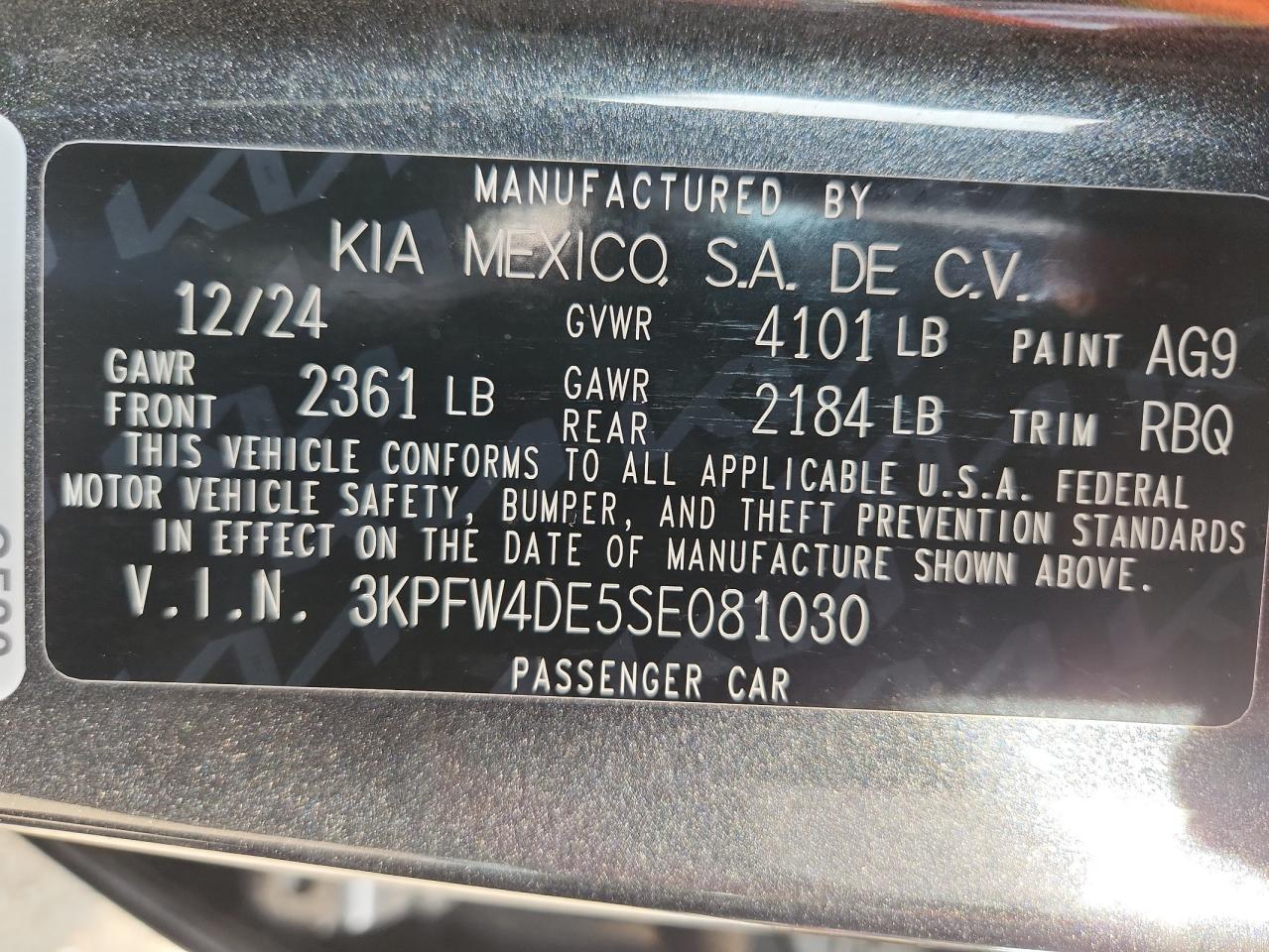 2025 Kia K4 Gt Line VIN: 3KPFW4DE5SE081030 Lot: 71836595