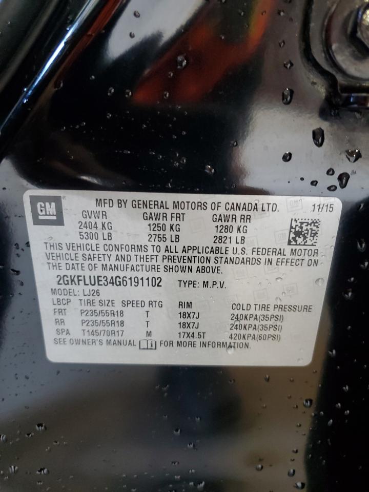 2016 GMC Terrain Slt VIN: 2GKFLUE34G6191102 Lot: 84004995