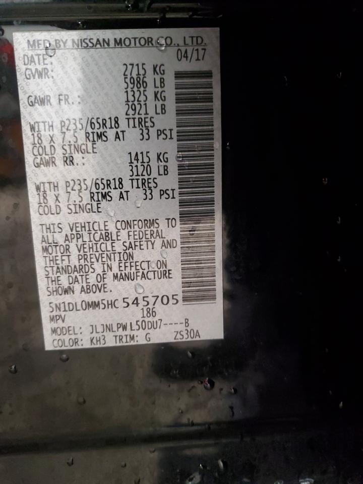 2017 Infiniti Qx60 VIN: 5N1DL0MM5HC545705 Lot: 71190935