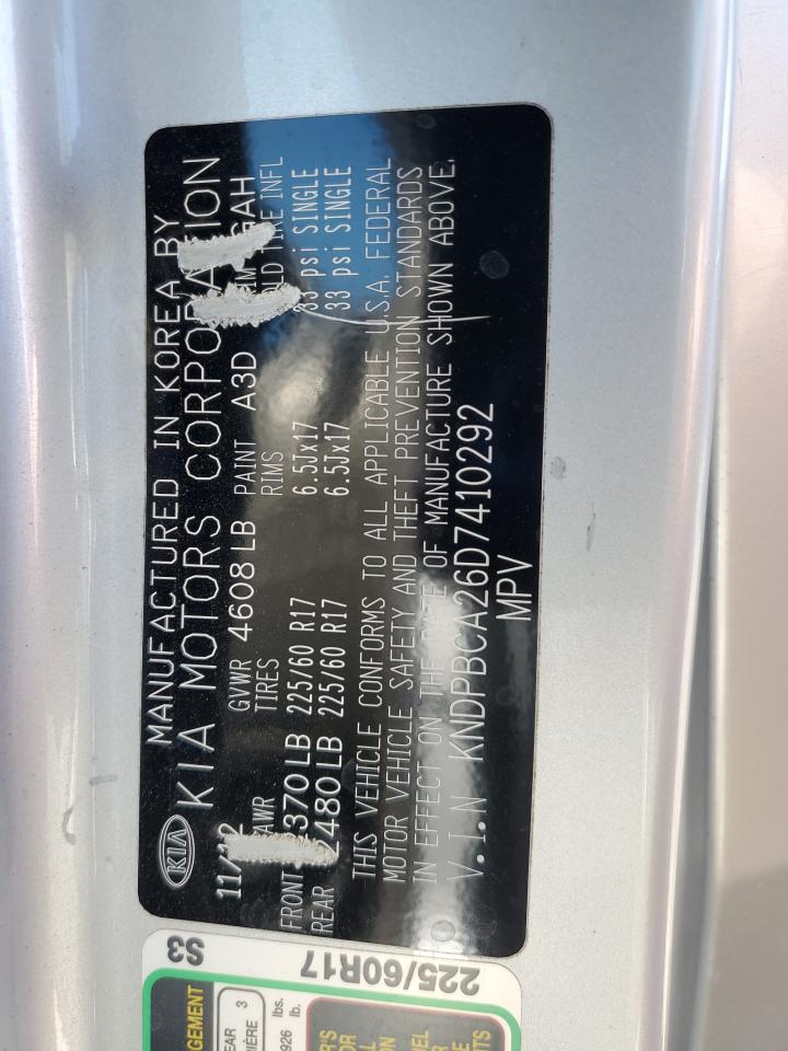 2013 Kia Sportage Lx VIN: KNDPBCA26D7410292 Lot: 71008355