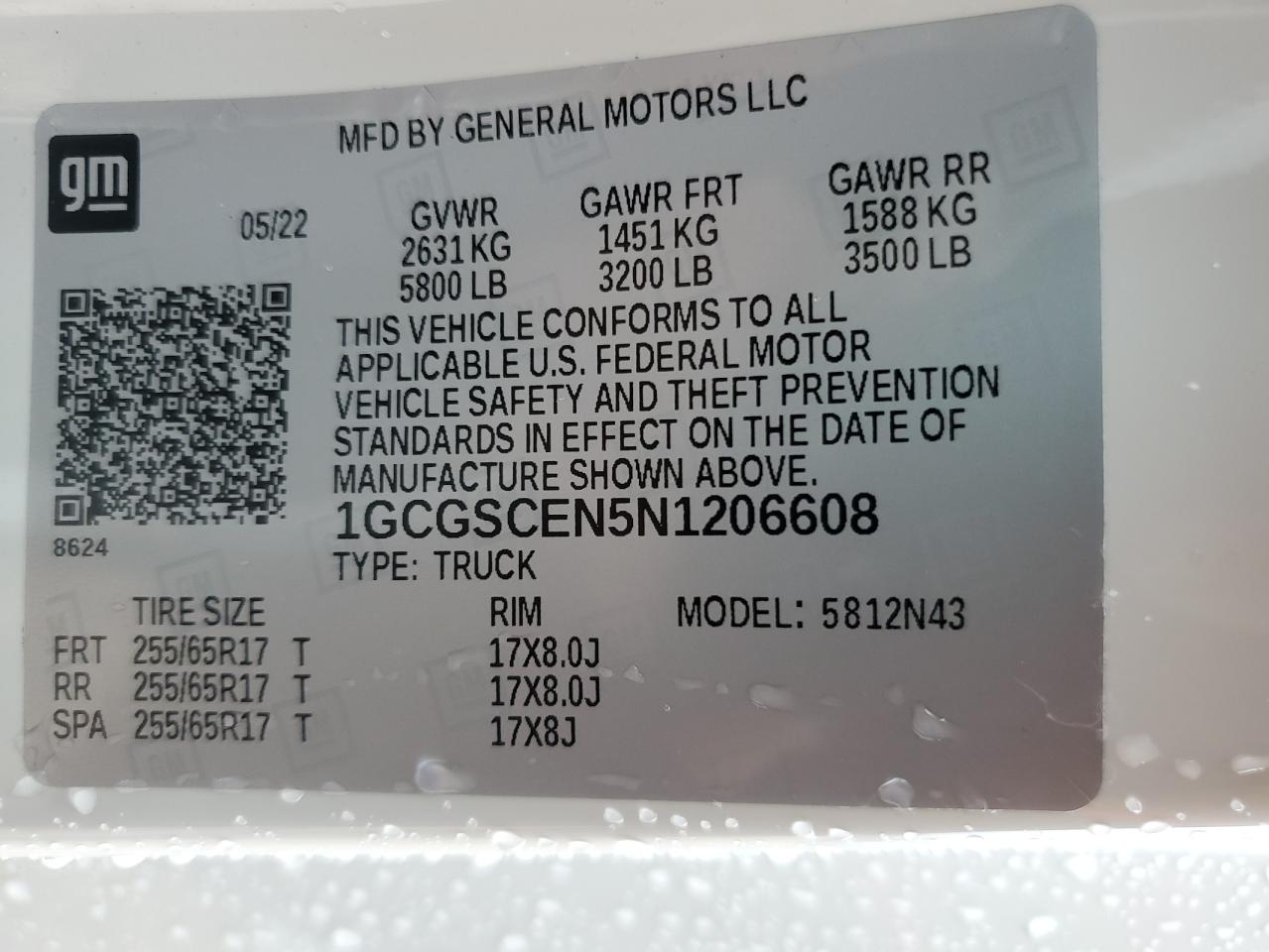 2022 Chevrolet Colorado Lt VIN: 1GCGSCEN5N1206608 Lot: 84419935