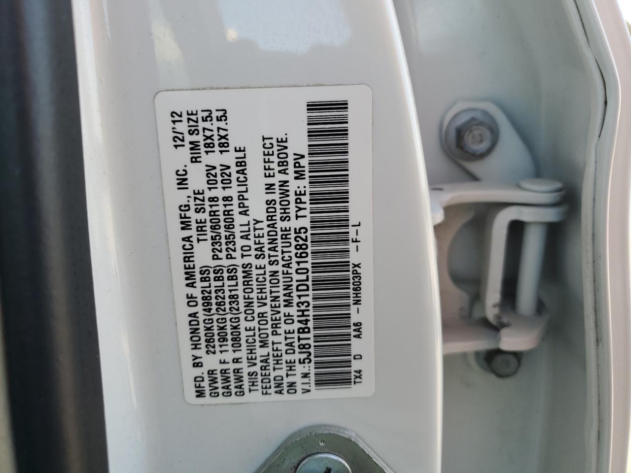 2013 Acura Rdx VIN: 5J8TB4H31DL016825 Lot: 80390385