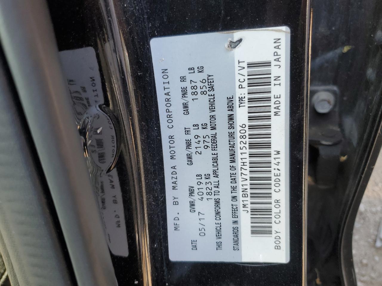 2017 Mazda 3 Touring VIN: JM1BN1V77H1152806 Lot: 80339295