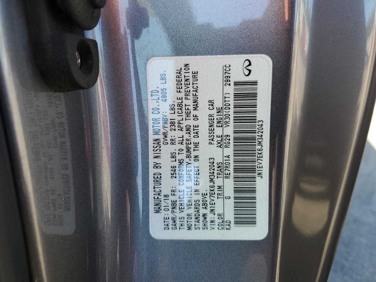 2018 Infiniti Q60 Luxe 300 VIN: JN1EV7EK6JM342043 Lot: 83864165