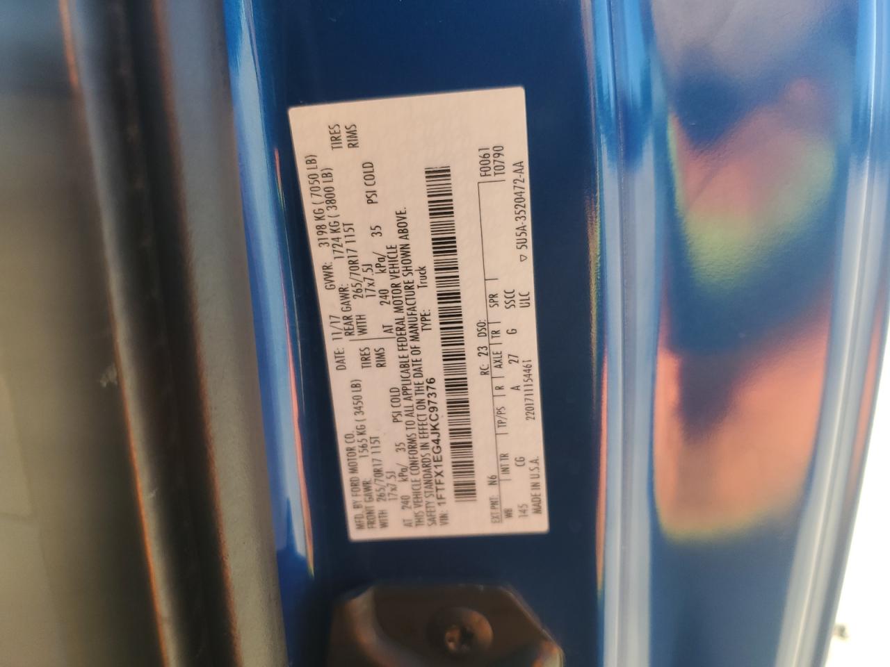 2018 Ford F150 Super Cab VIN: 1FTFX1EG4JKC97376 Lot: 84602505