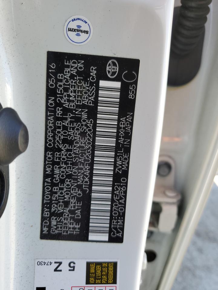 2016 Toyota Prius VIN: JTDKARFU2G3022045 Lot: 70930605