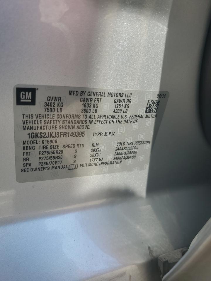 2015 GMC Yukon Xl Denali VIN: 1GKS2JKJ3FR149395 Lot: 81772785