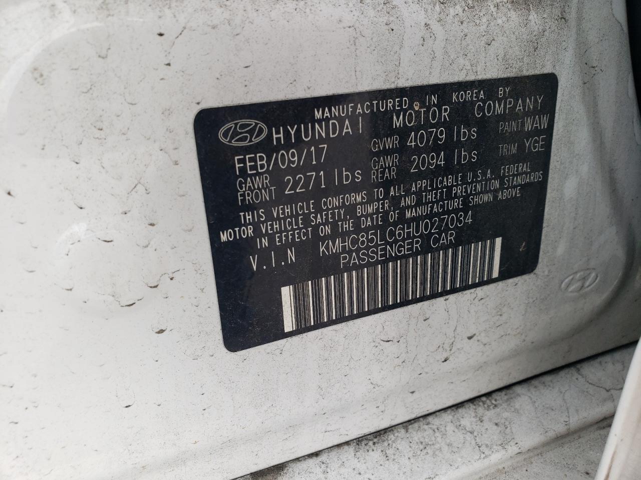 2017 Hyundai Ioniq Limited VIN: KMHC85LC6HU027034 Lot: 81115495