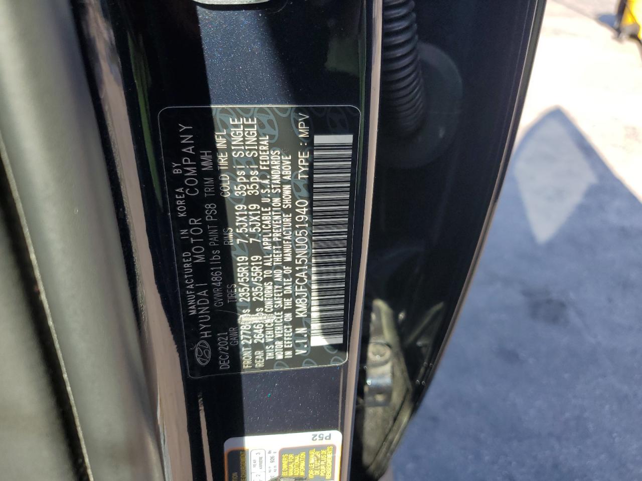 2022 Hyundai Tucson Sel Convenience VIN: KM8JFCA15NU051940 Lot: 80375005