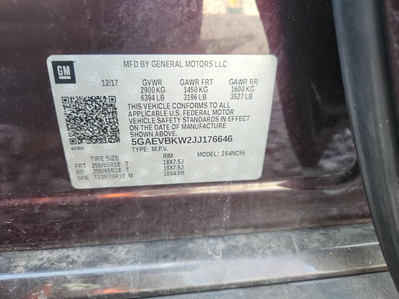 2018 Buick Enclave Premium VIN: 5GAEVBKW2JJ176646 Lot: 83966965