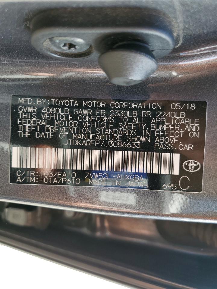 2018 Toyota Prius Prime VIN: JTDKARFP7J3086633 Lot: 82094685