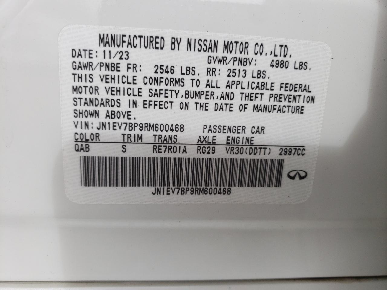 2024 Infiniti Q50 Luxe VIN: JN1EV7BP9RM600468 Lot: 70929155