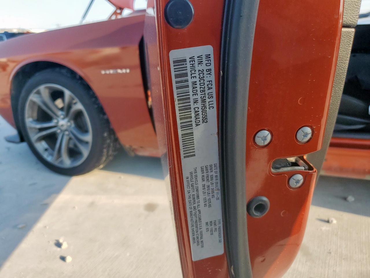 2021 Dodge Challenger R/T VIN: 2C3CDZBT5MH505552 Lot: 80006655