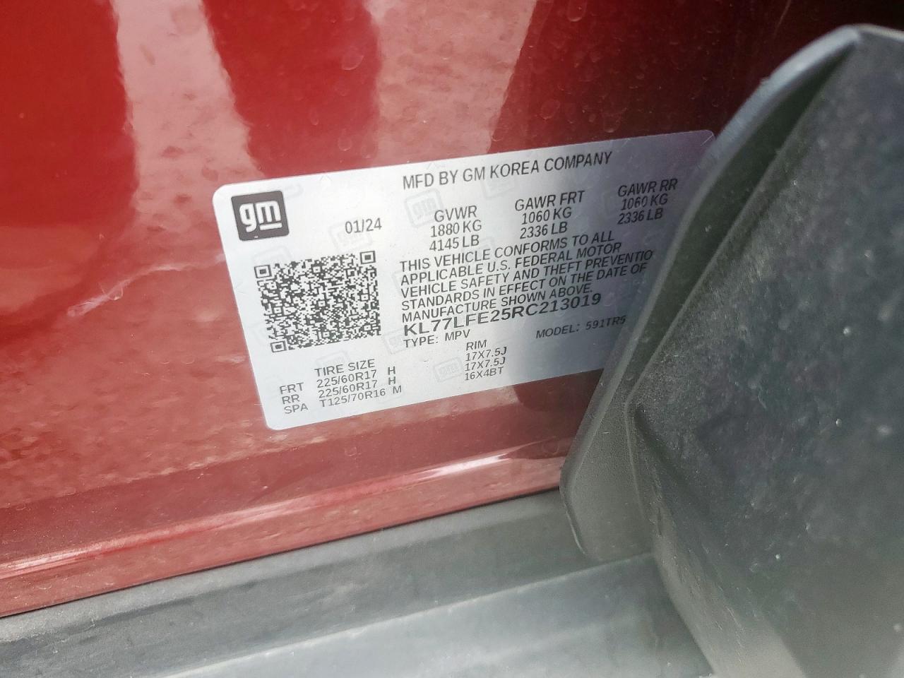 2024 Chevrolet Trax Ls VIN: KL77LFE25RC213019 Lot: 81873955