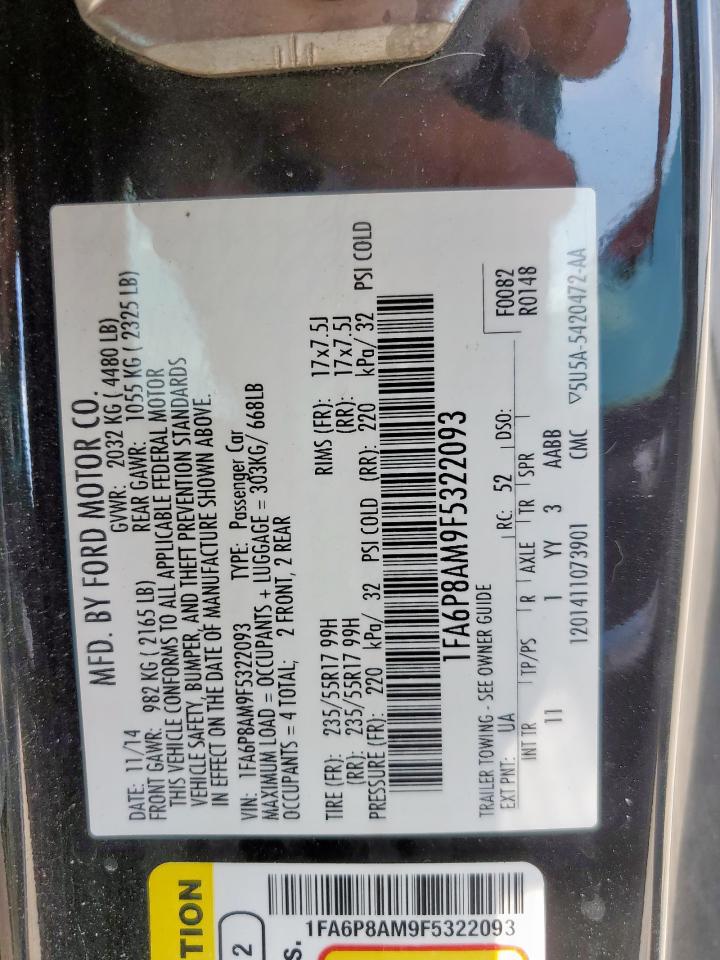 2015 Ford Mustang VIN: 1FA6P8AM9F5322093 Lot: 80484725