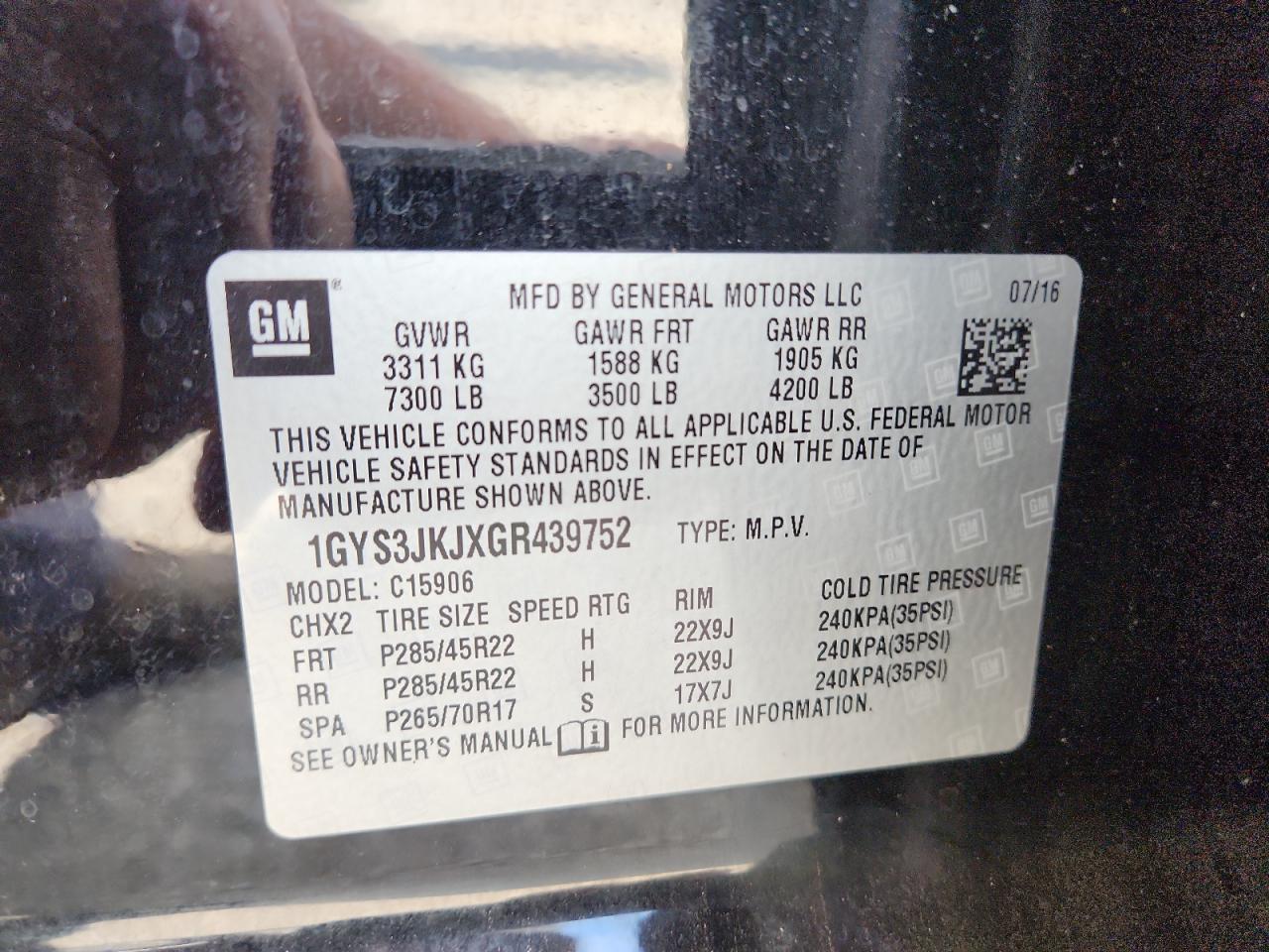 2016 Cadillac Escalade Esv Premium VIN: 1GYS3JKJXGR439752 Lot: 82159585