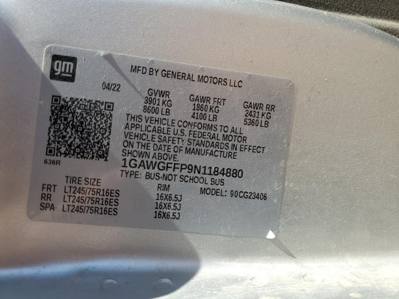 2022 Chevrolet Express G2500 Lt VIN: 1GAWGFFP9N1184880 Lot: 80133335