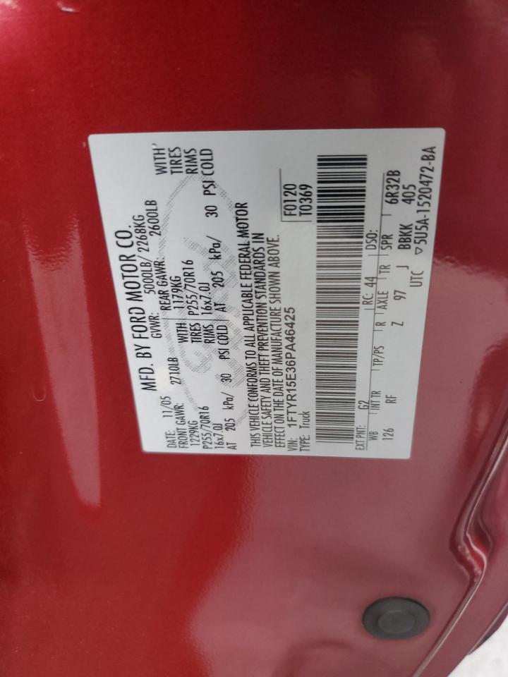 2006 Ford Ranger Super Cab VIN: 1FTYR15E36PA46425 Lot: 81305755