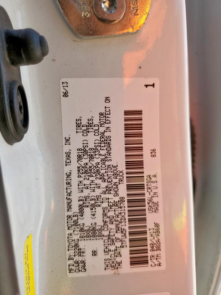 2013 Toyota Tundra Double Cab Sr5 VIN: 5TFUW5F13DX315708 Lot: 80548095