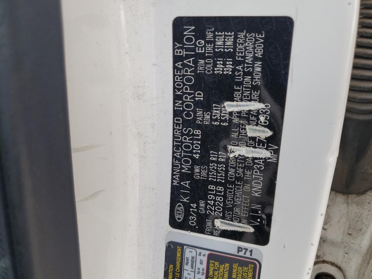 2014 Kia Soul + VIN: KNDJP3A53E7076936 Lot: 84610005