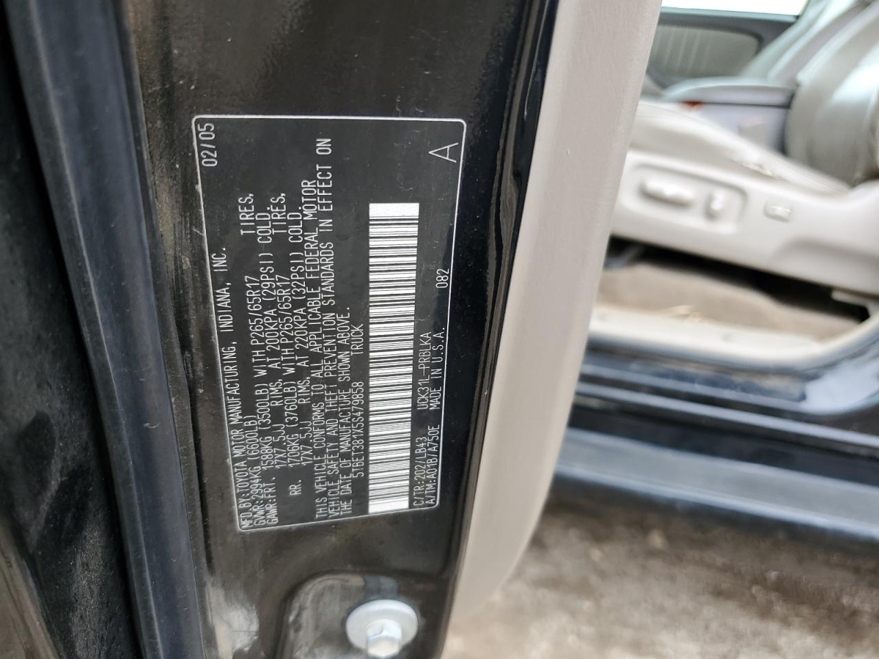 2005 Toyota Tundra Double Cab Limited VIN: 5TBET381X5S479858 Lot: 83843525