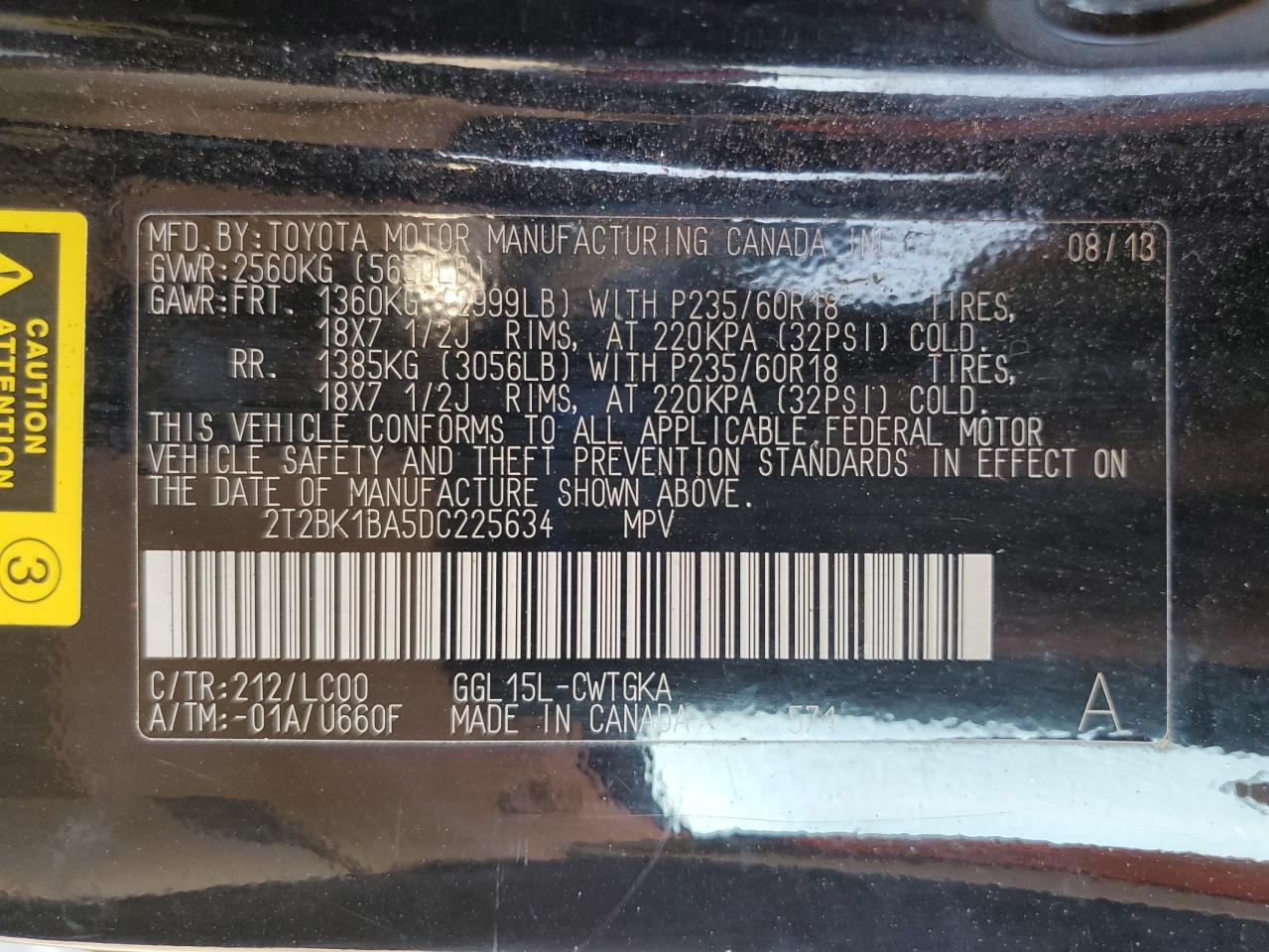 2013 Lexus Rx 350 Base VIN: 2T2BK1BA5DC225634 Lot: 81736675