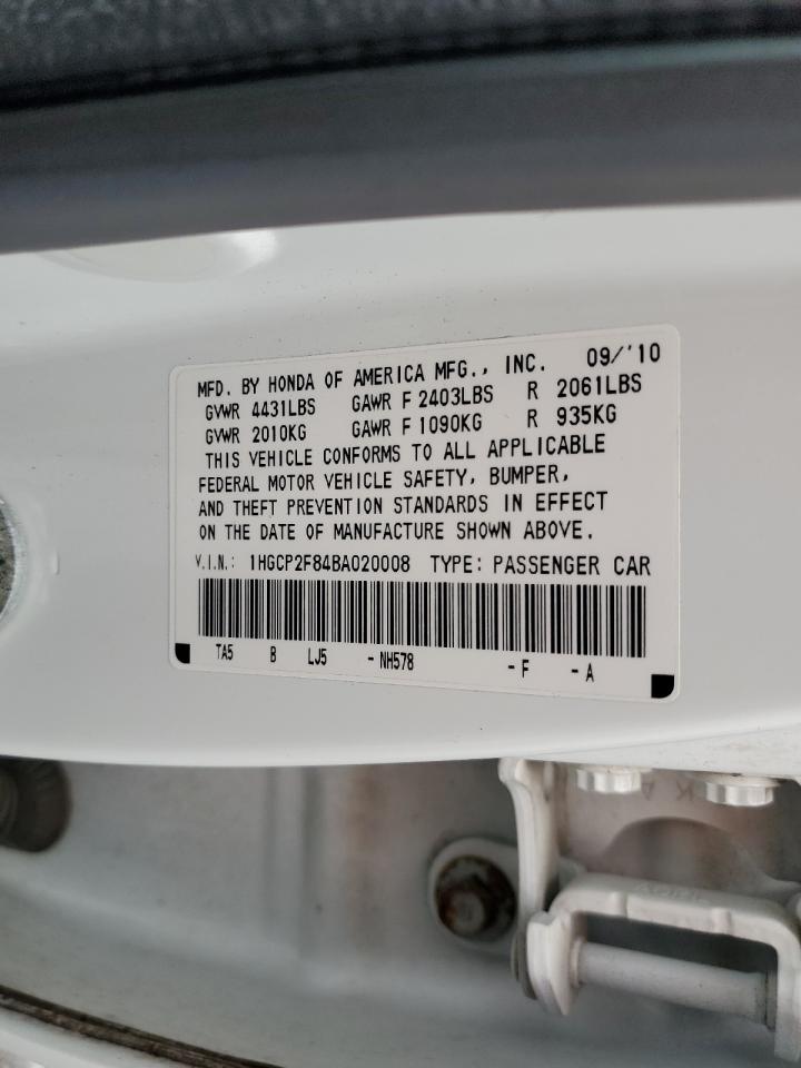 2011 Honda Accord Exl VIN: 1HGCP2F84BA020008 Lot: 81195175