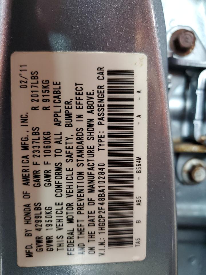 2011 Honda Accord Lxp VIN: 1HGCP2F48BA102840 Lot: 82080245