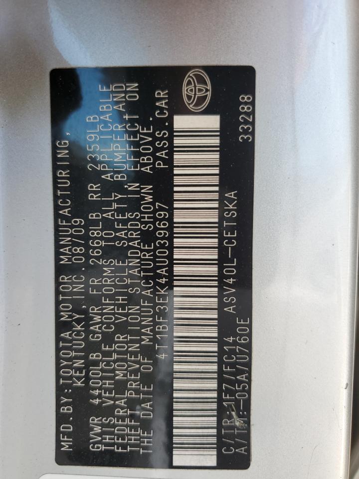 2010 Toyota Camry Base VIN: 4T1BF3EK4AU039697 Lot: 81491185